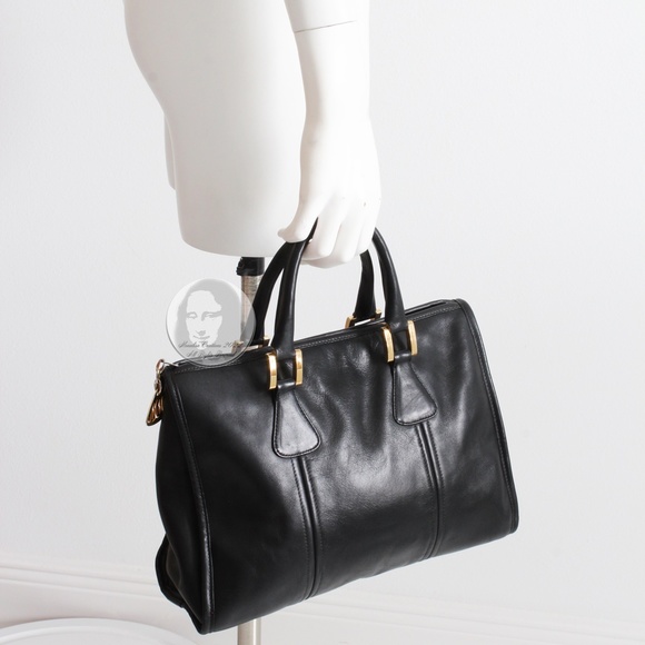 Morris Moskowitz Tote Bag Black Leather Satchel Retro Vintage 60s Handbag - Picture 5 of 13